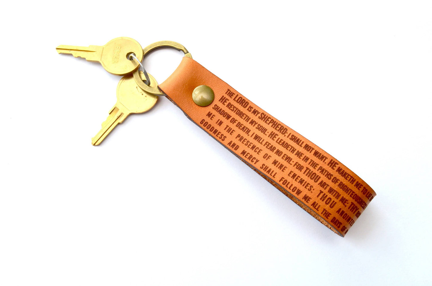 Psalms 23 Leather Keychain