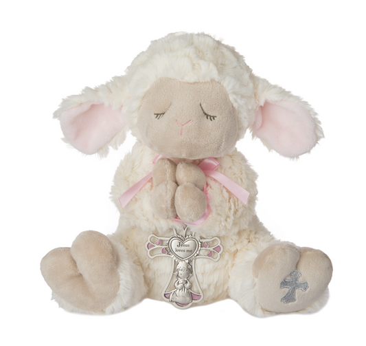 Lamb with Crib medal cross Girl