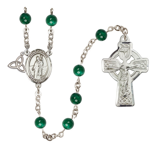 St. Patrick Silver Plated 6mm Rosary