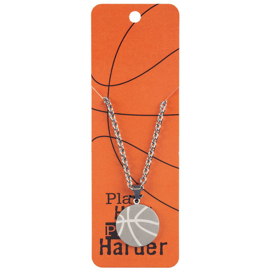 Pray Hard Basketball Necklace