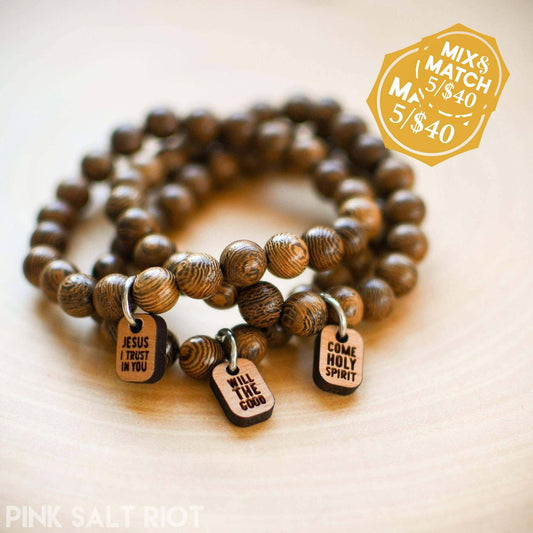 Wooden Unisex Messages Bracelet