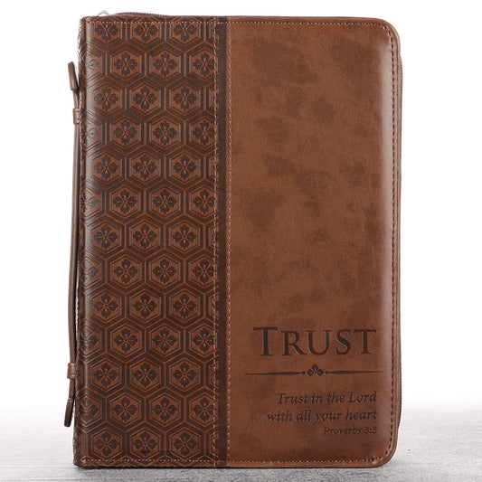 Trust In the Lord Brown Faux Leather Classic Bible Cover