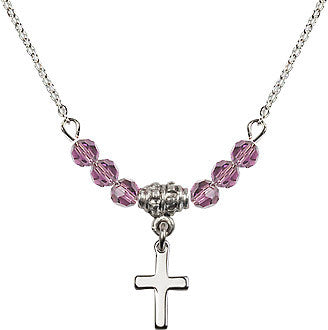 Amethyst Bead Cross Necklace