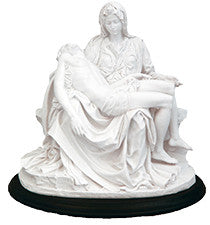 Pieta, White on Black Base, 10.5