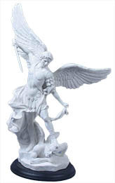 St. Michael, White, Black Base, 15"